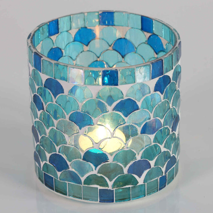 Orientalisches Mosaik Windlicht Athen Hellblau