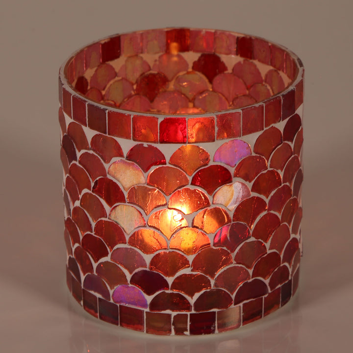 Orientalisches Mosaik Windlicht Athen Rot