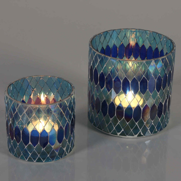 Marokkanisches Mosaik Windlicht Rayan Dunkelblau