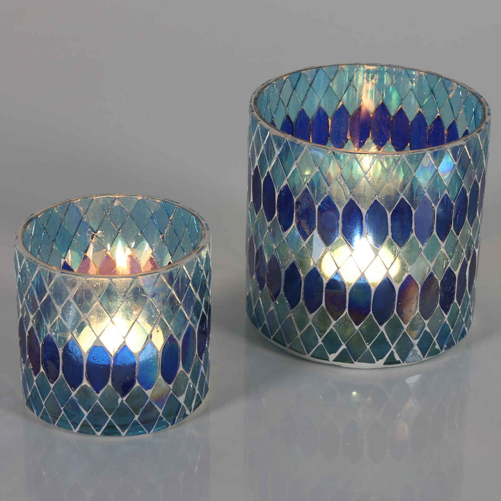 Marokkanisches Mosaik Windlicht Rayan Dunkelblau