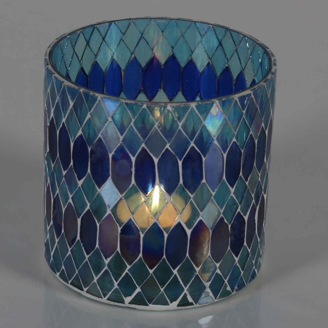 Marokkanisches Mosaik Windlicht Rayan Dunkelblau