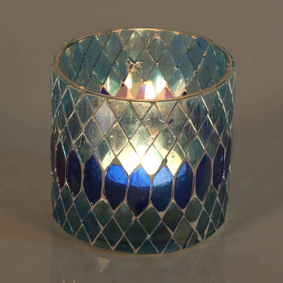Marokkanisches Mosaik Windlicht Rayan Dunkelblau