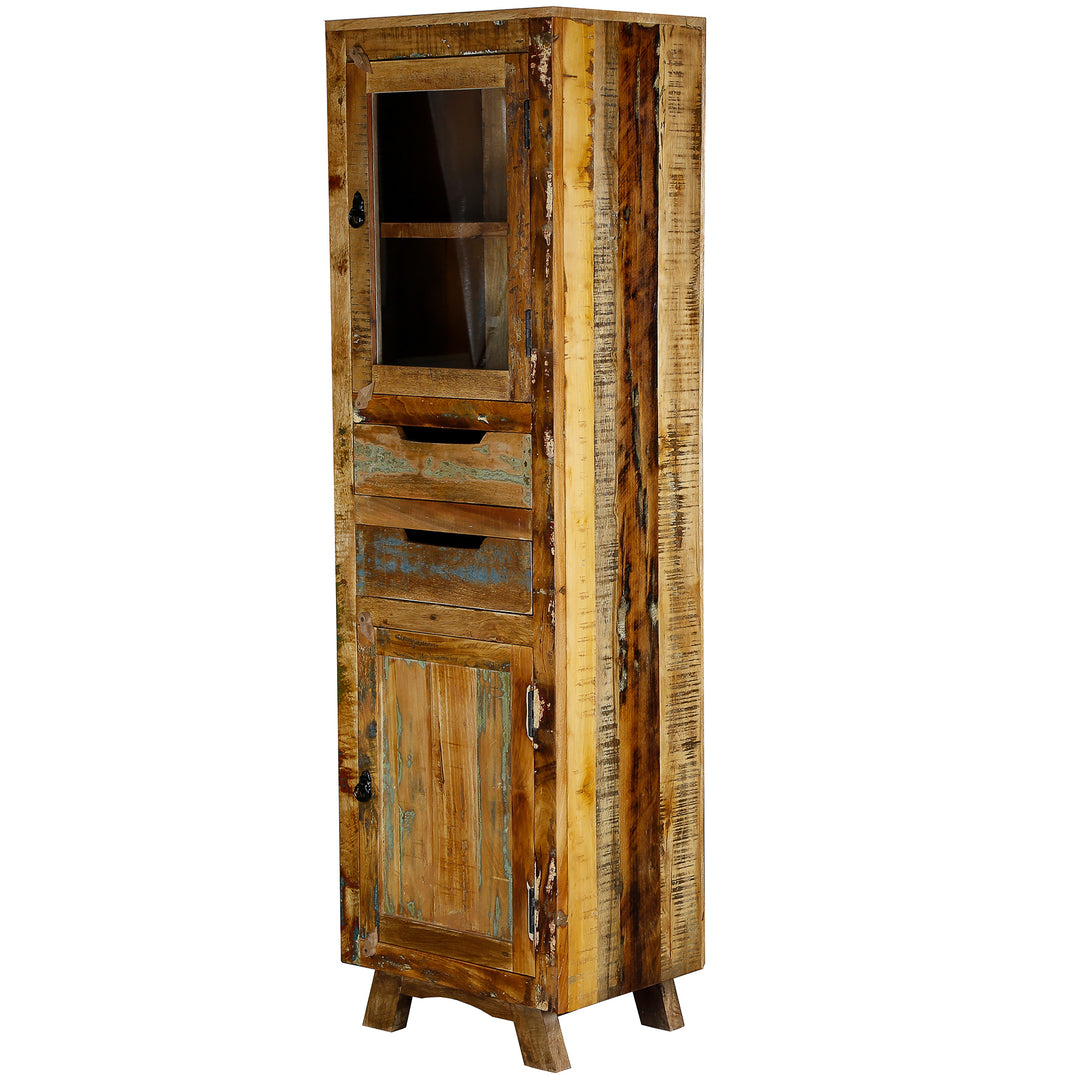 Schrank aus massivholz und altholz mit Schublade und Türen im Vintage-Stil, für Wohnzimmer oder Flur
