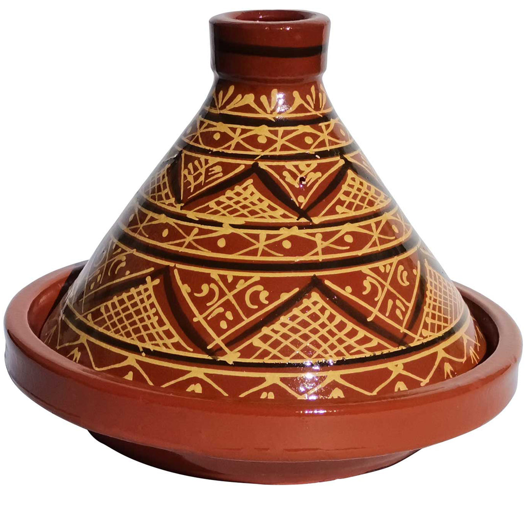 Glasierte marokkanische Tajine mit Henna-Muster, Schmortopf aus Ton für aromatische Rezepte